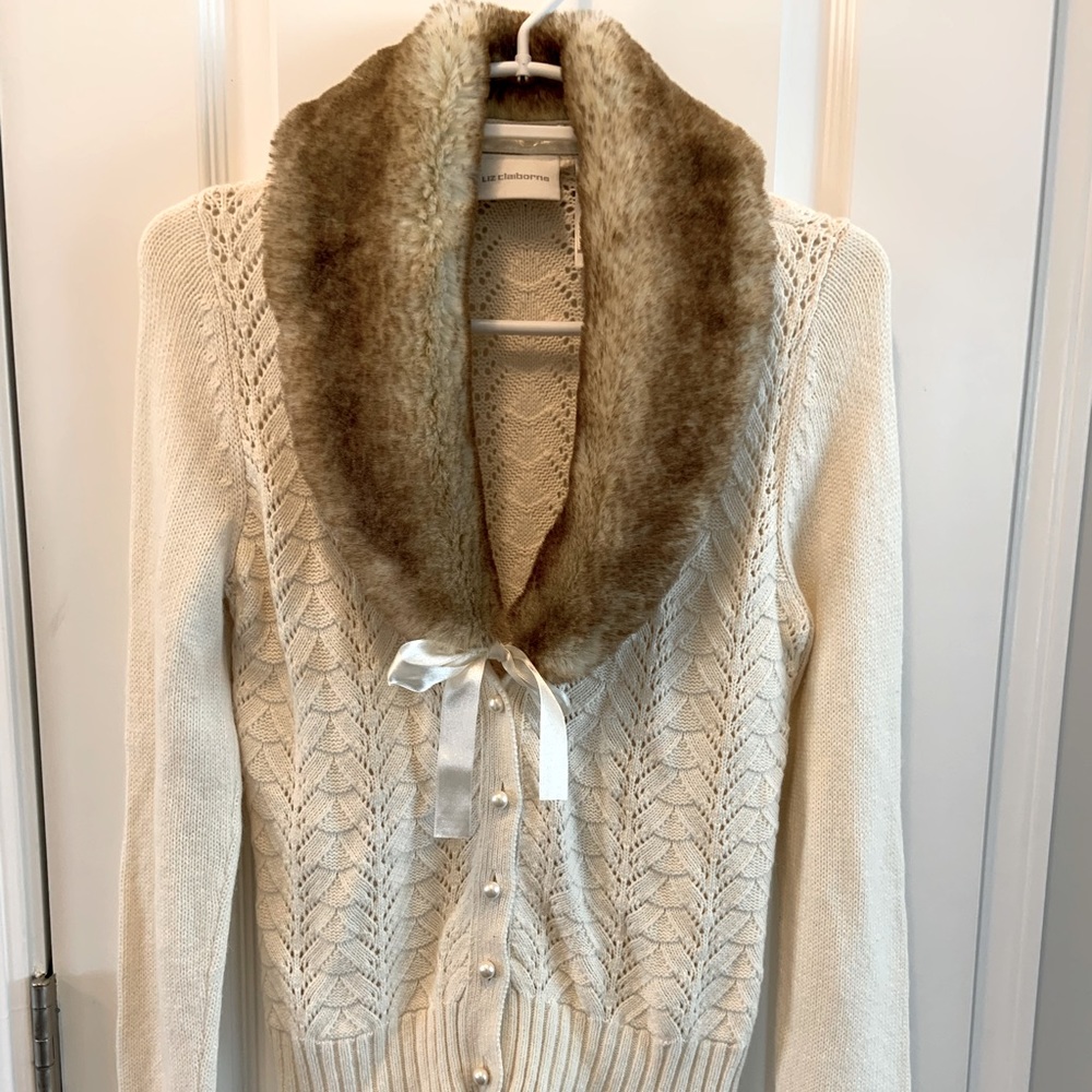 Liz Claiborne sweater with detachable fake fur